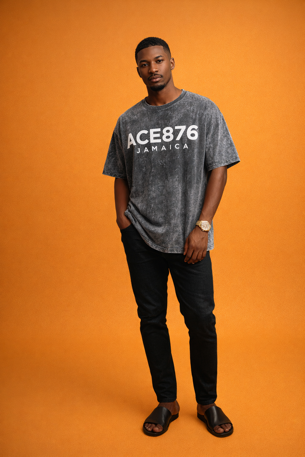 Ace876 Jamaica men acid washed oversized t-shirt