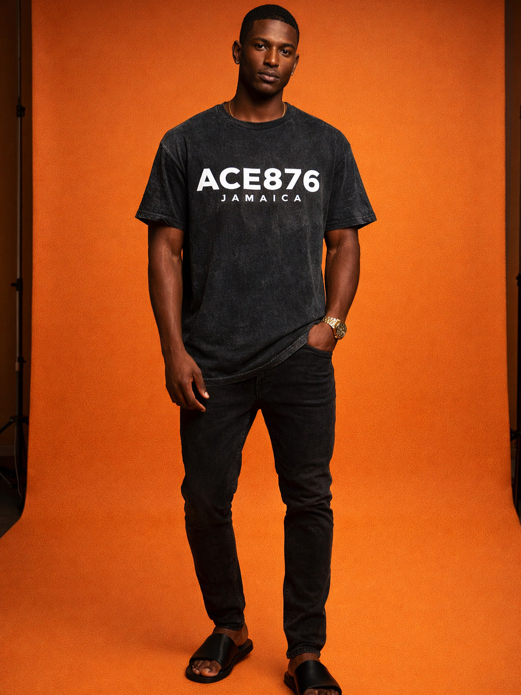 Ace876 Jamaica men acid washed oversized t-shirt