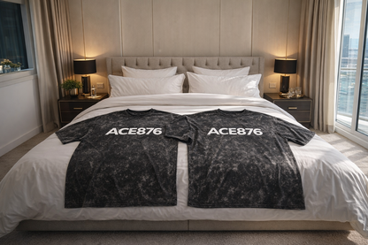 Ace876 Unisex  Black Acid Wash Short Sleeve T Shirt
