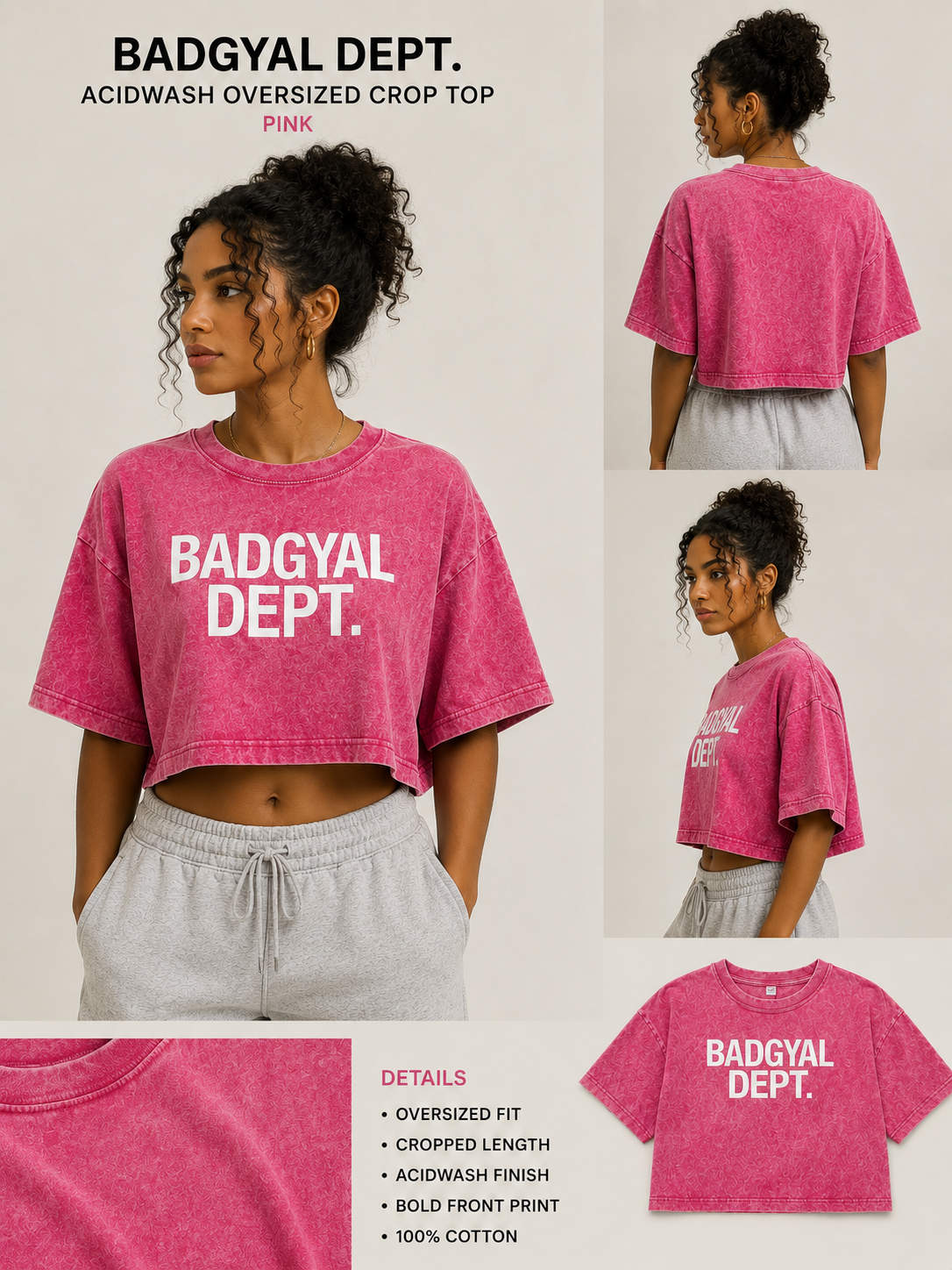 Badgyal Dept. acidwashed oversized crop top