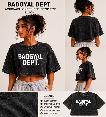 Badgyal Dept. acidwashed oversized crop top